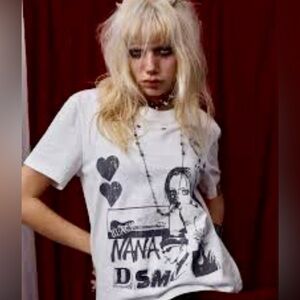 Donsmoke x Nana Graphic Tee | White | Snap Button Detail | Size S
